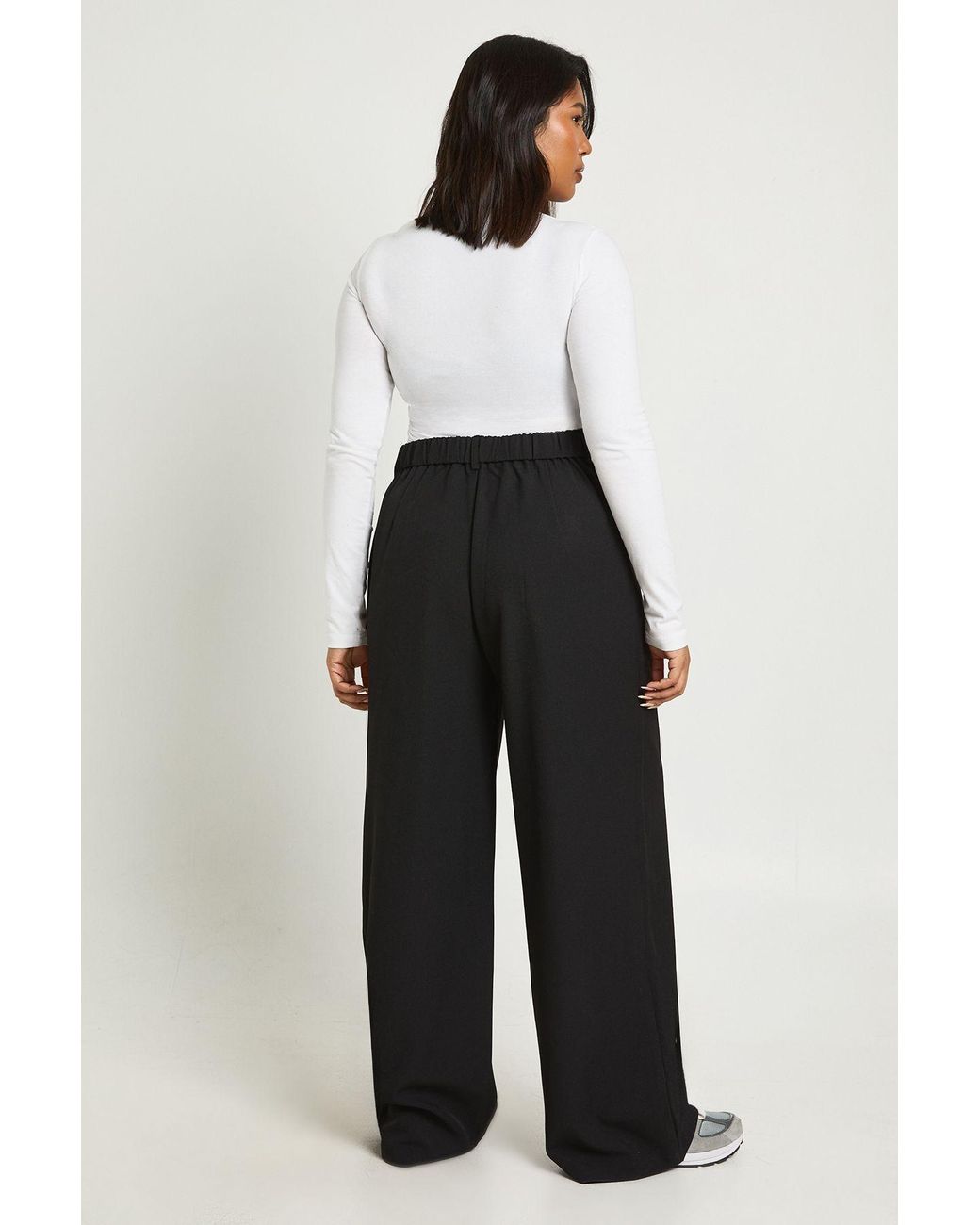 Boohoo Black Plus Basics Tailored Wide Leg Trouser
