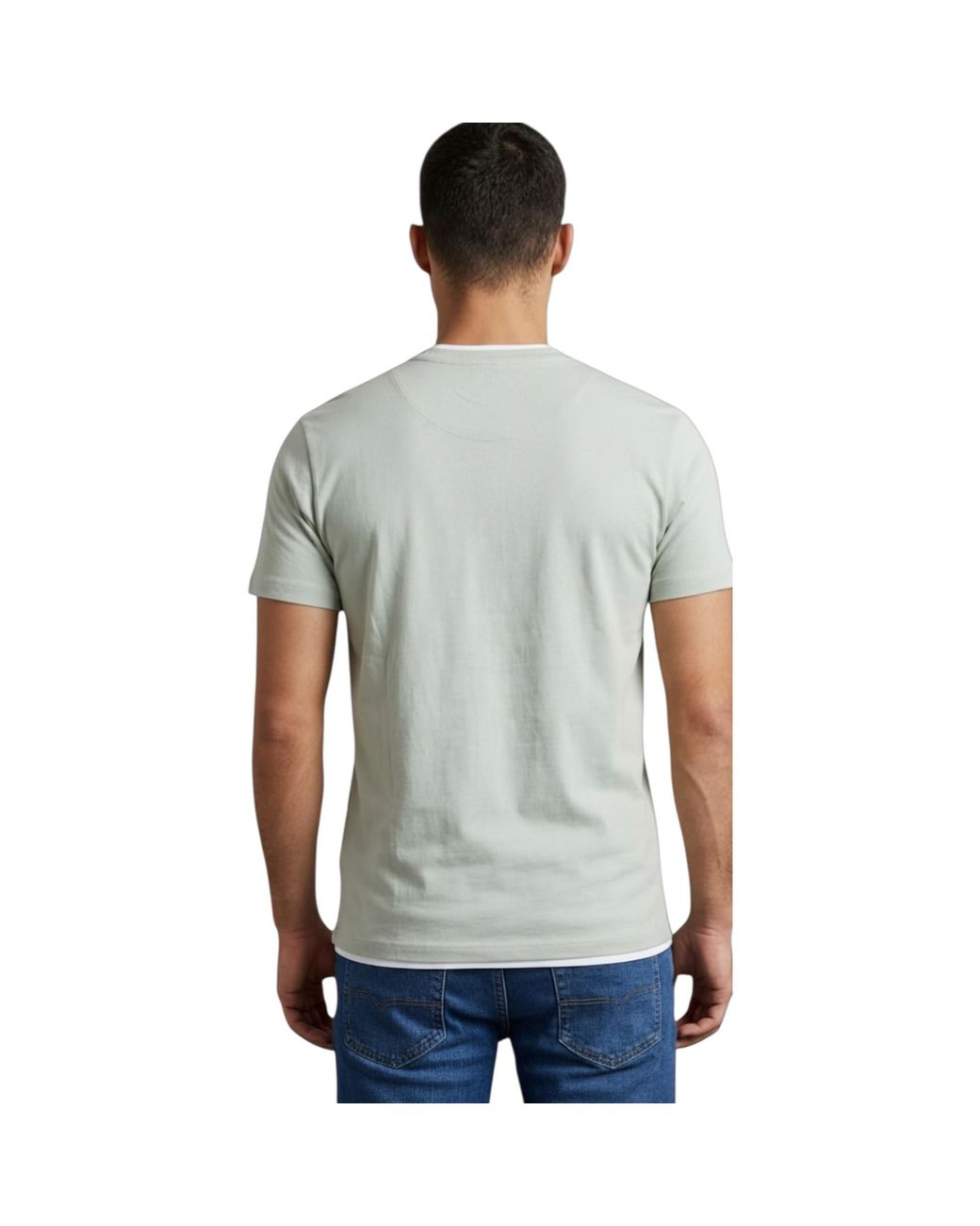 Other Gray T Shirts Short Sleeve Layered Collar Crew Neck Summer Basic Tee Pullover for men