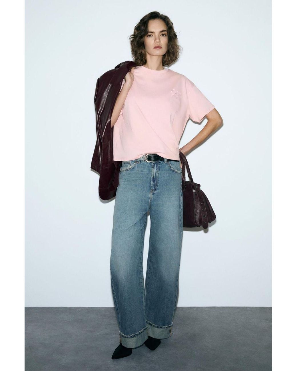 Grimelange Pink Printed Crew Neck T-Shirt