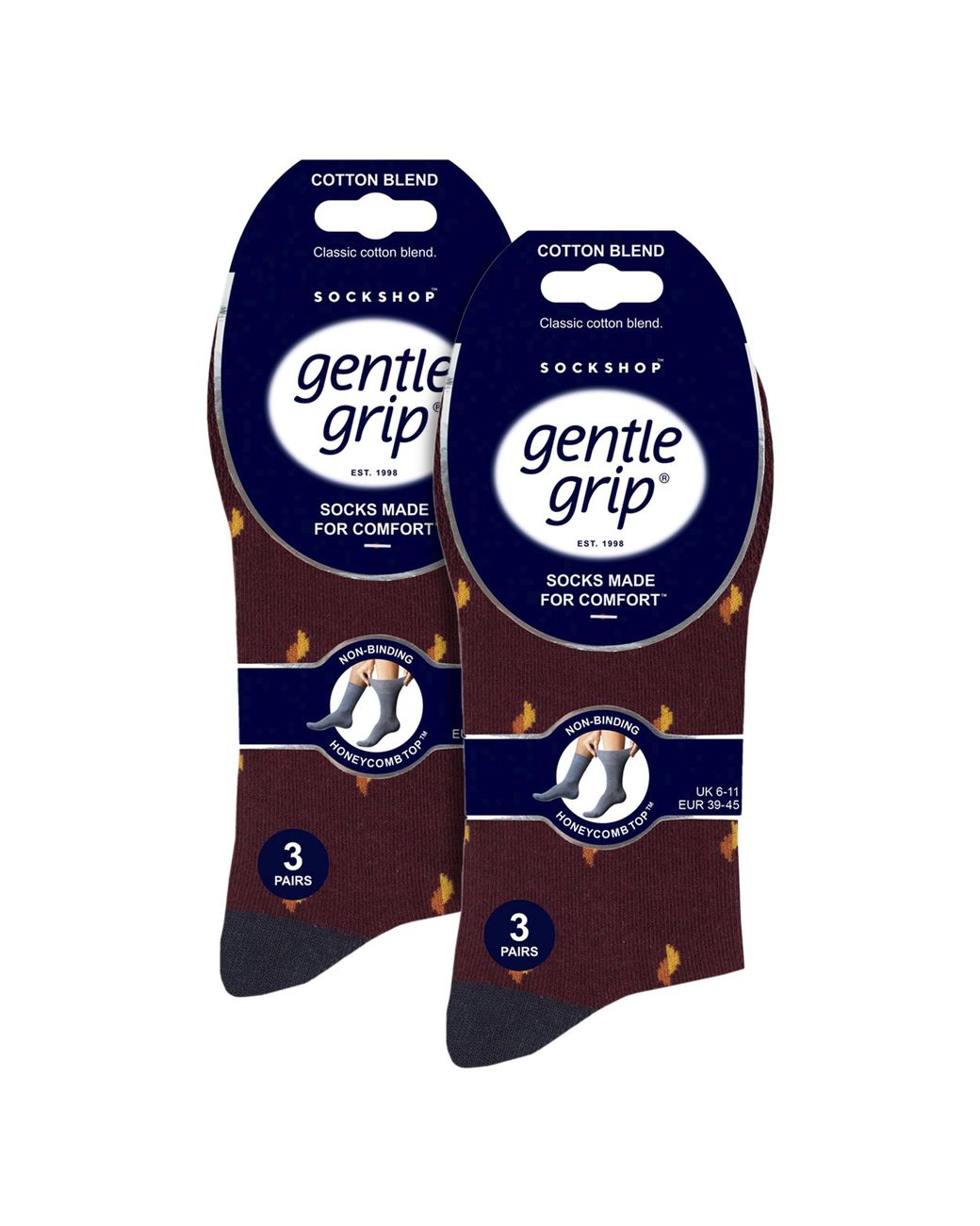 Gentle Grip Blue 6 Pairs Cotton Socks for men