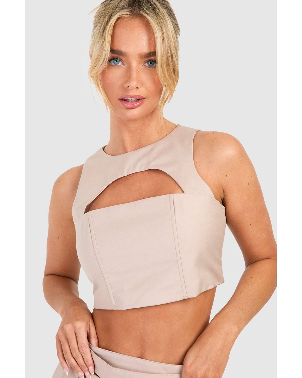 Boohoo White Cut Out Crop Top