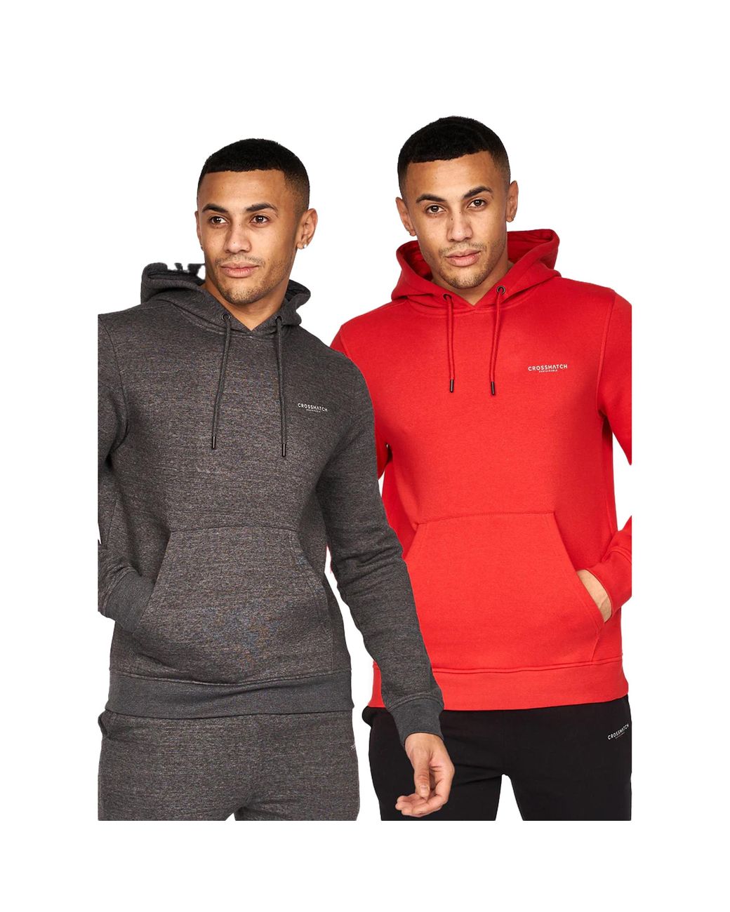 Crosshatch Red Traymax Oversized Hoodie (Pack Of 2) /Charcoal) for men