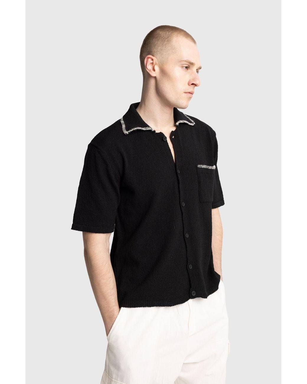 Giesto Black Cotton Short-Sleeve Shirt for men