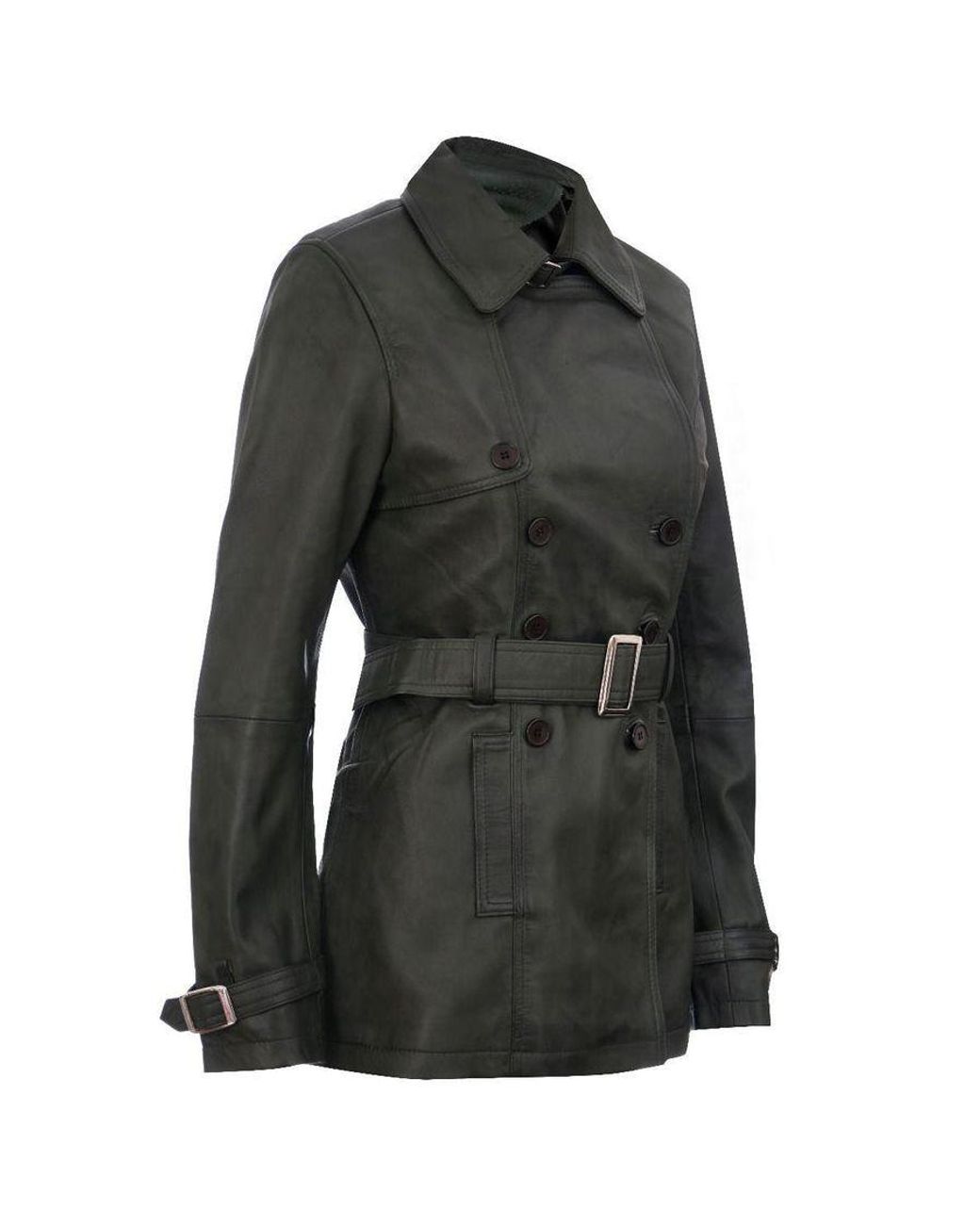 Infinity Leather Black Mid Length Trench Coat -Oakham