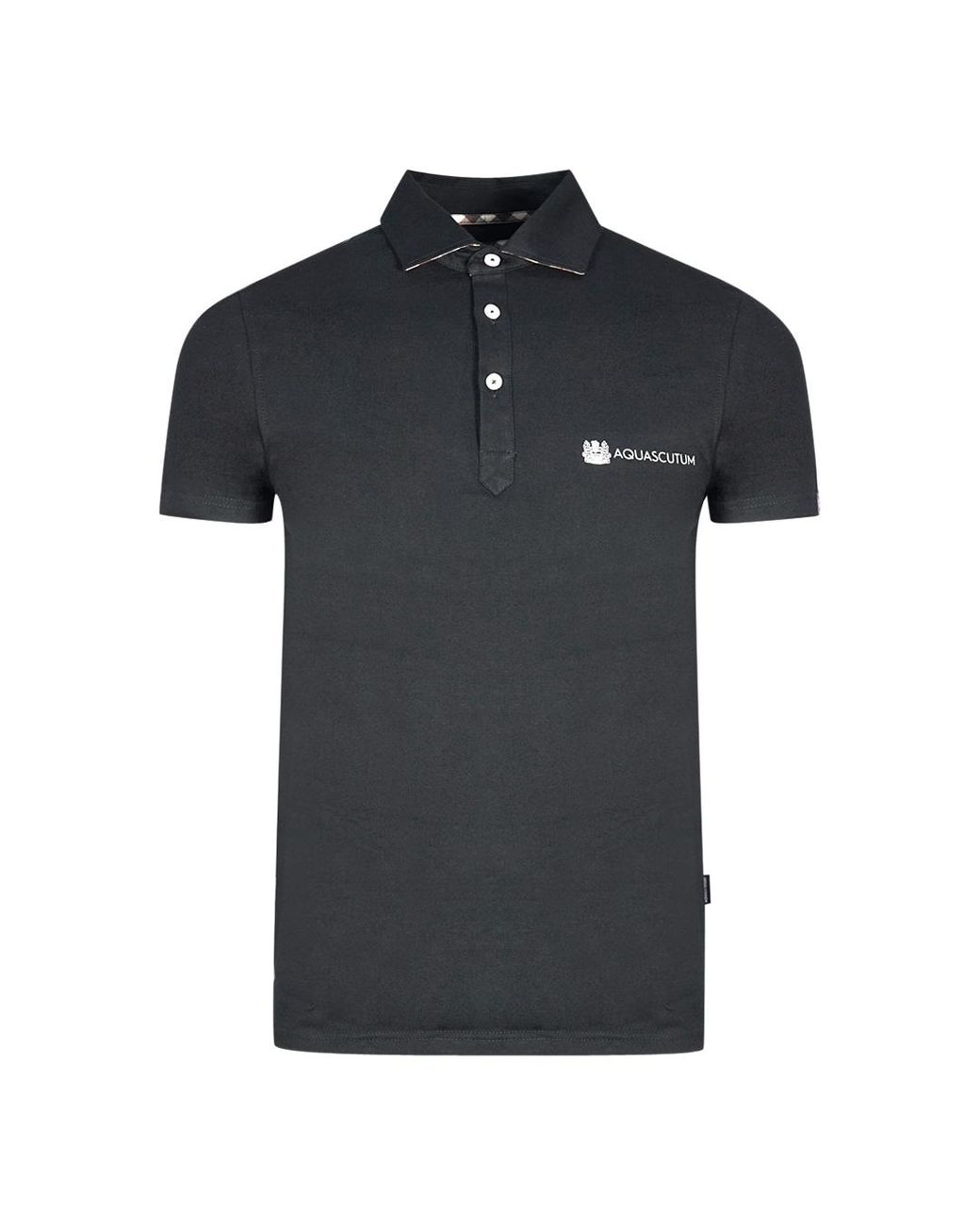 Aquascutum Black Aldis Crest Block Logo Polo Shirt Cotton for men