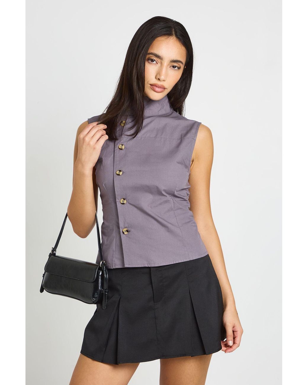 Boohoo Purple Pleated Crepe Skirt