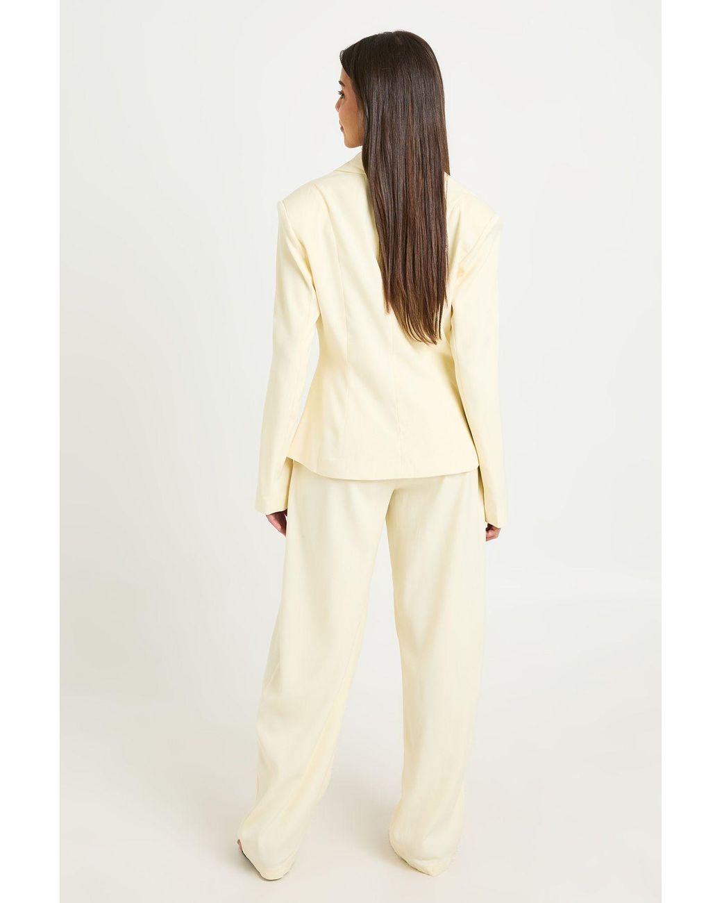 Boohoo Natural Trim Cinched Blazer