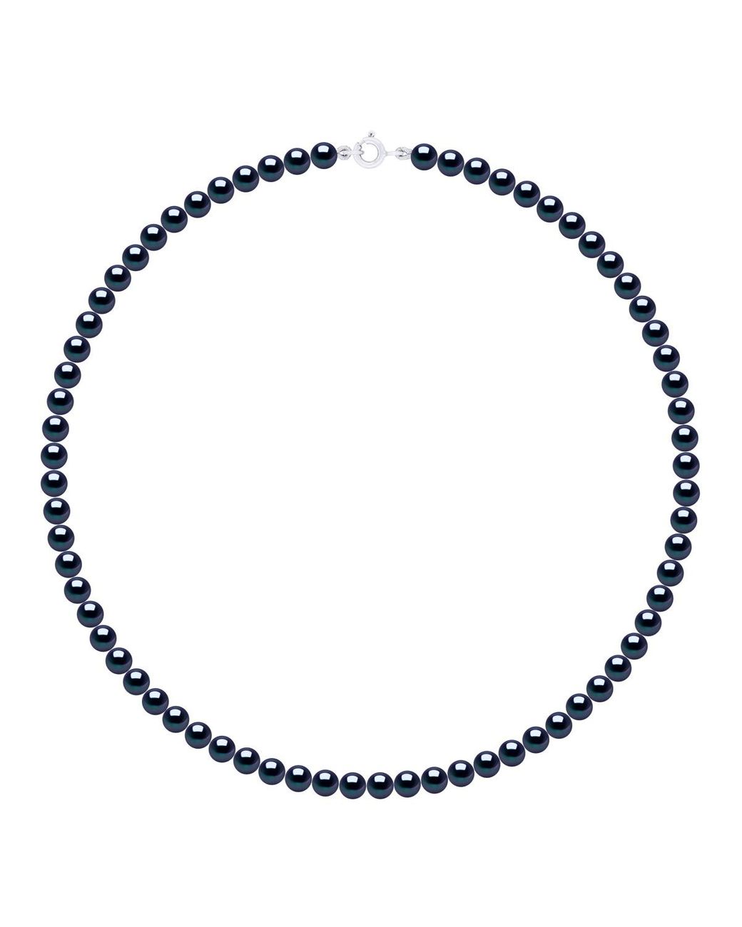 Ateliers Saint Germain Blue Necklace Of Real Cultured Freshwater Pearls Round 5-6 Mm