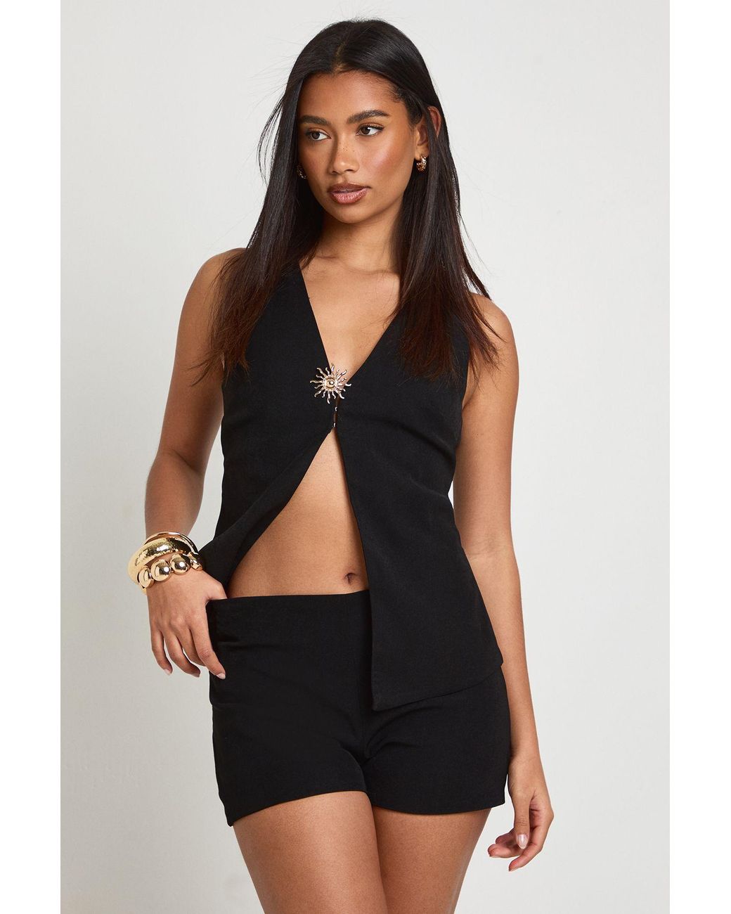 Boohoo Black High Waisted Tailored Shorts