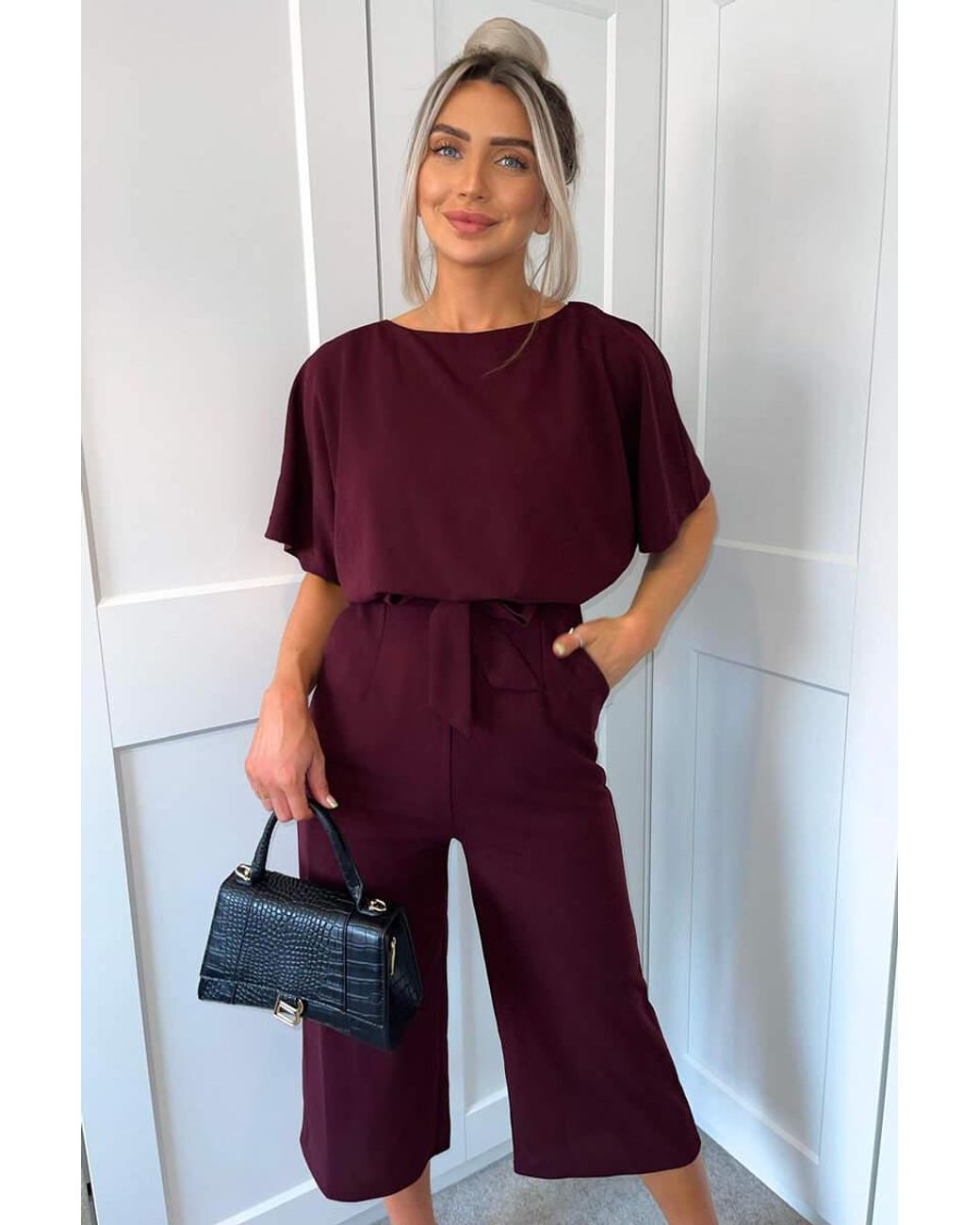 Culotte jumpsuit with short sleeves hotsell