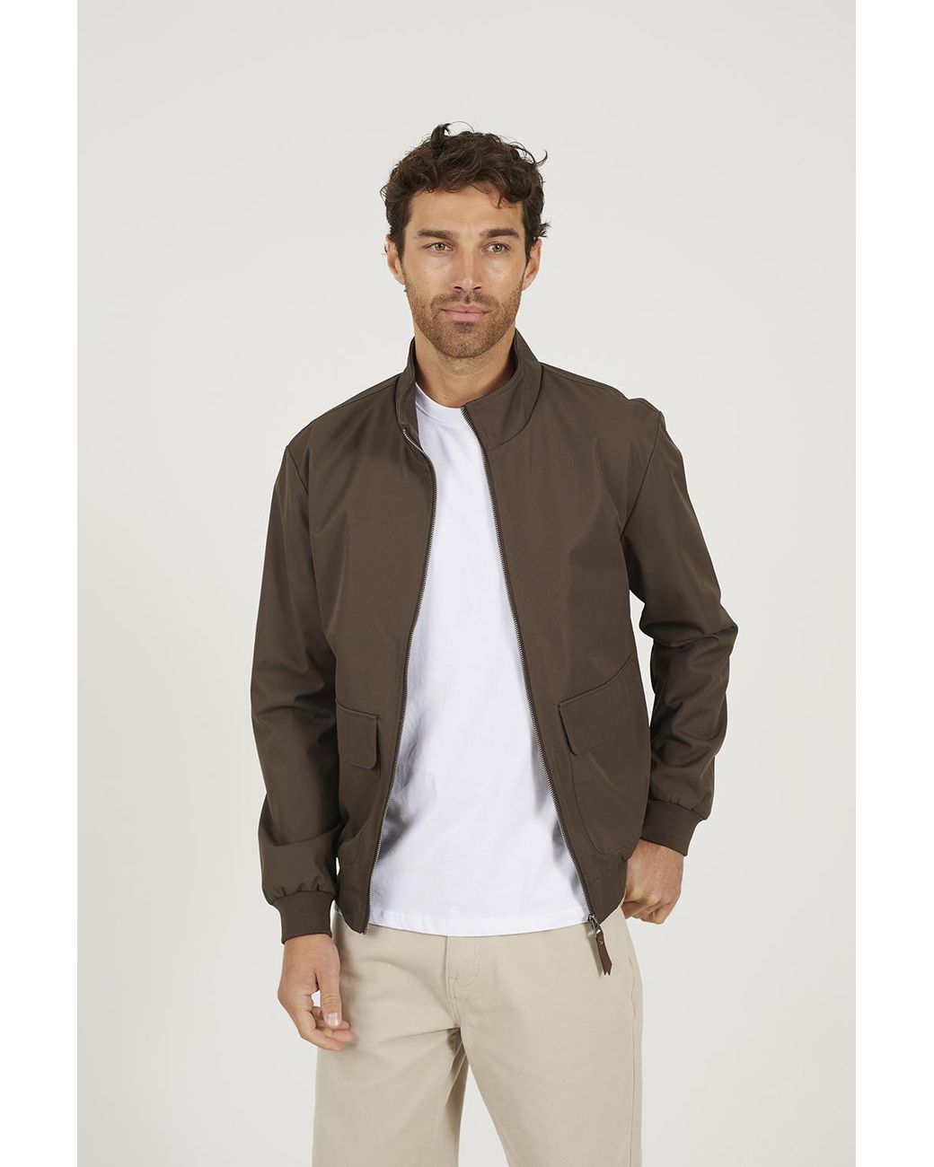 Brave Soul Brown Funnel Neck Bomber Jacket for men