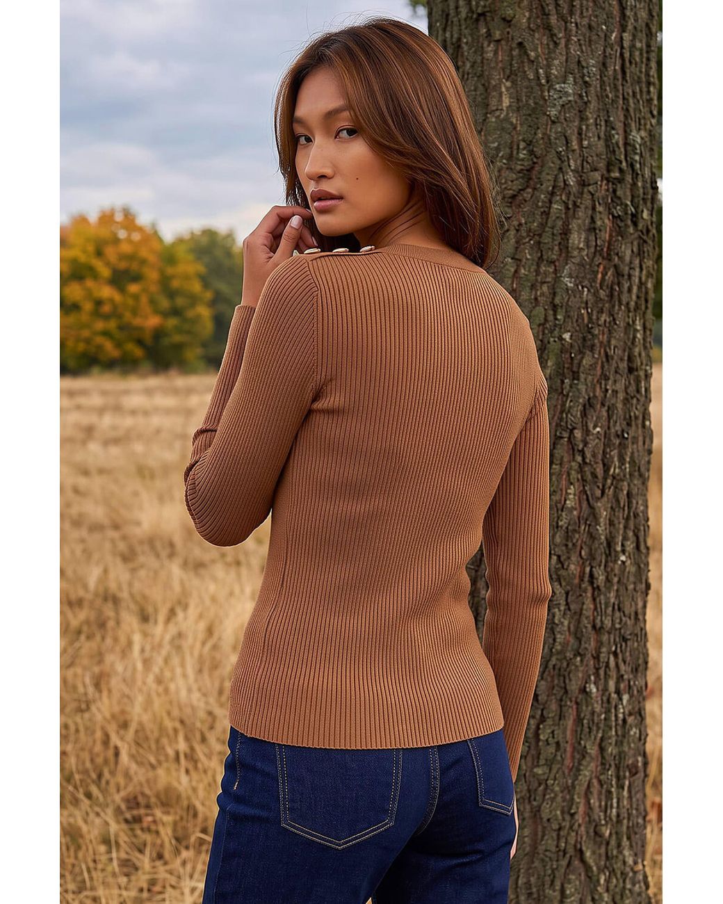 Roman Natural Button Detail Knit Jumper