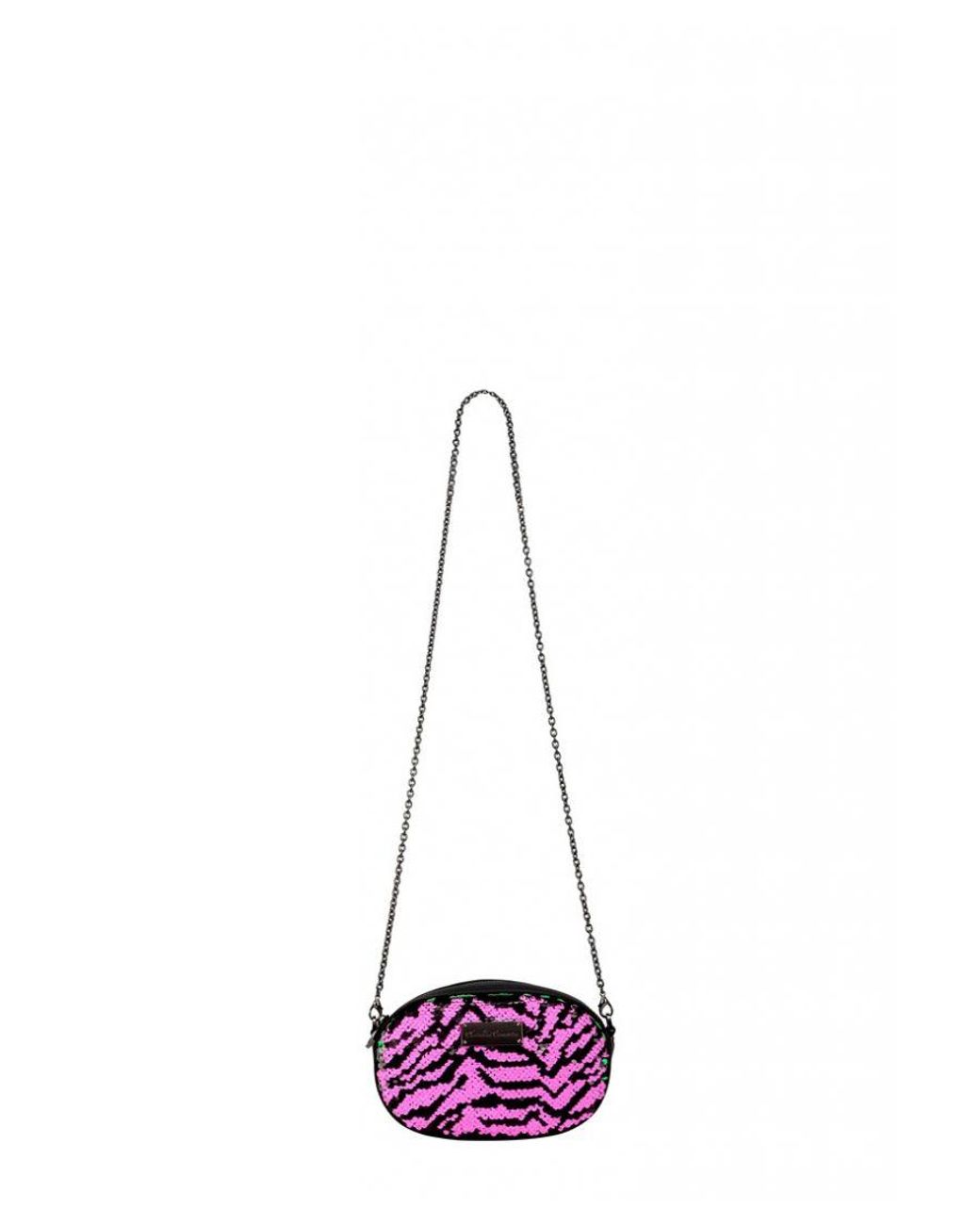 Claudia Canova Purple Emi Oval Shaped Zip Top Sequin Belt Bag