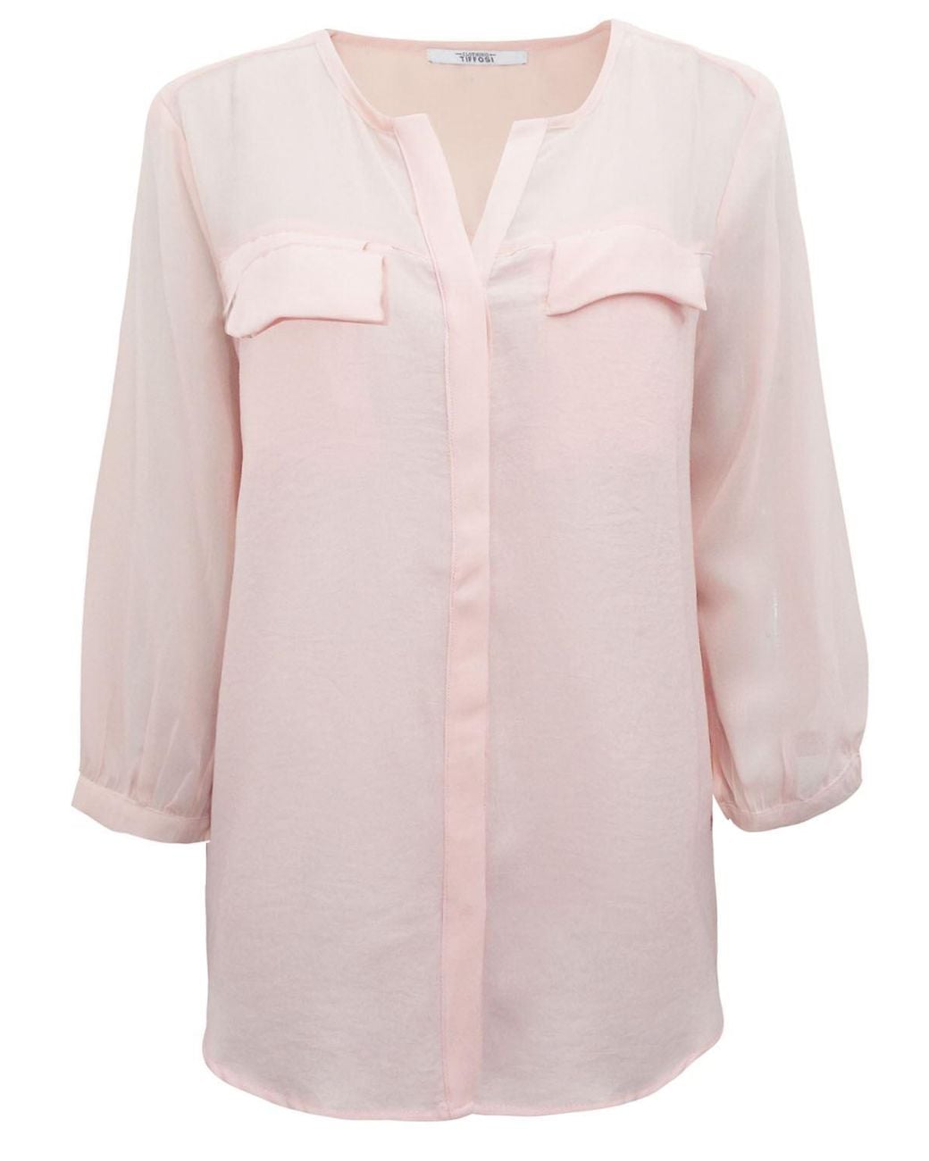 Secret Label Pink Chiffon Crepe Pocket Blouse