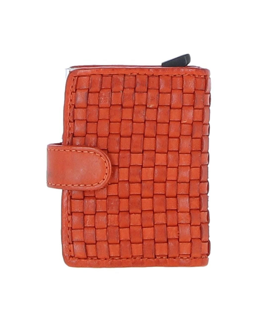 Ashwood Leather Red 'La Perfetto' Metal & Woven Card Wallet Case