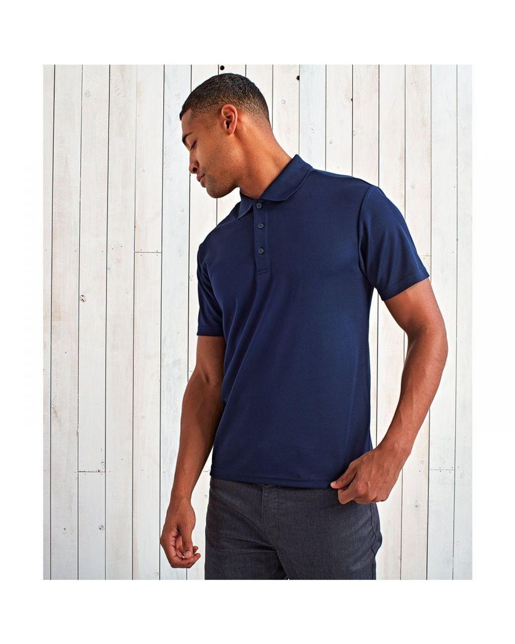 PREMIER Blue Sustainable Polo Shirt (French) for men