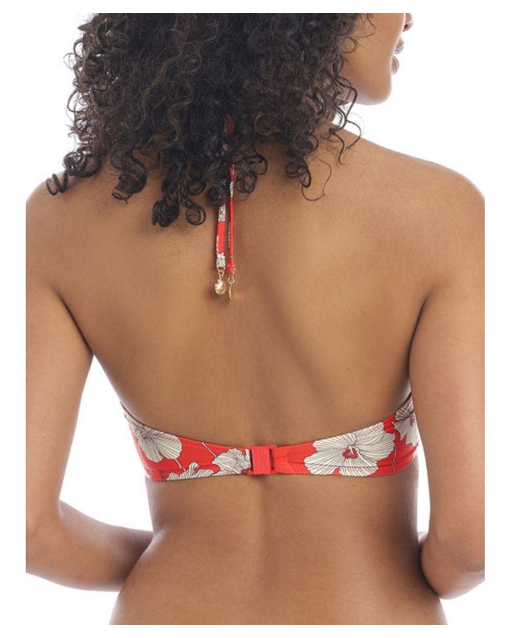 Freya Red Hibiscus Beach Halter Bikini Top