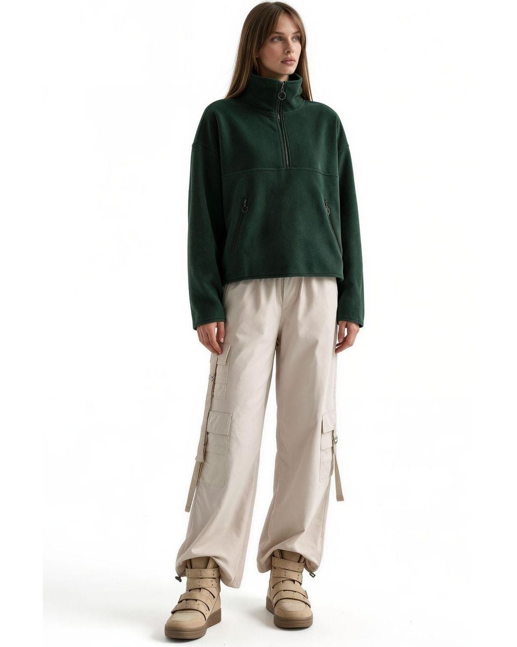 Busem Half Zip Crop Sweatshirt in het Green