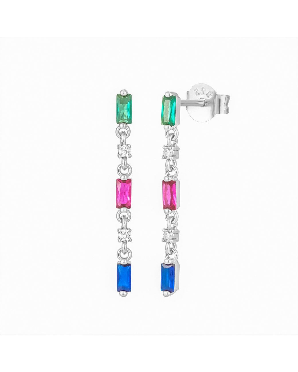 SEOL + GOLD Blue Sterling Multicolour Cz Drop Studs