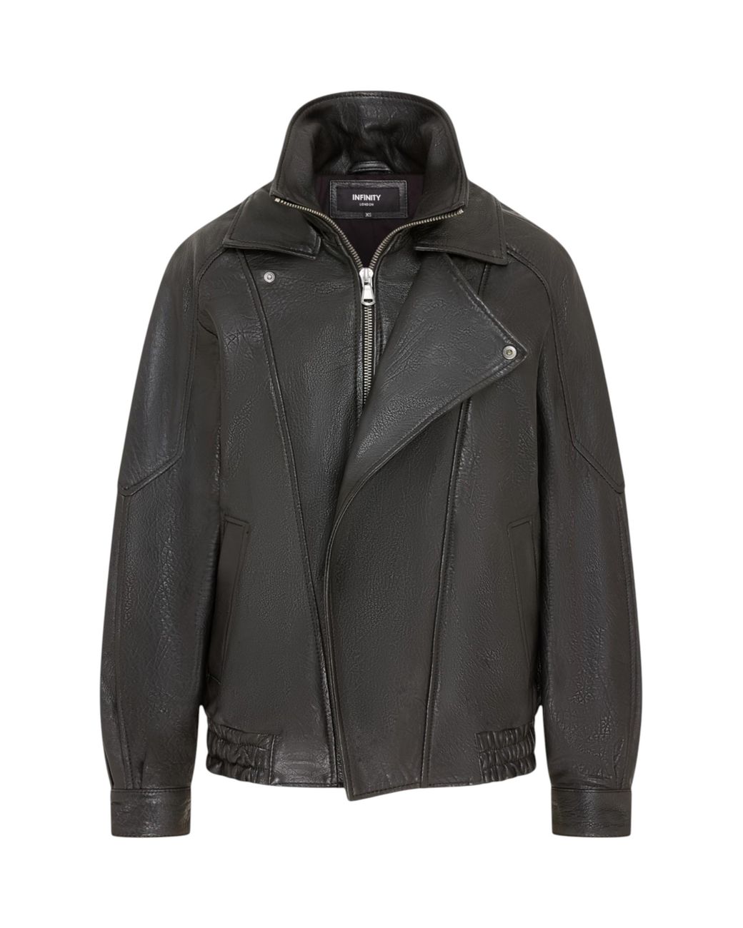 Infinity Leather Black Lamb Big Bomber Biker Blouson Oversized Jacket