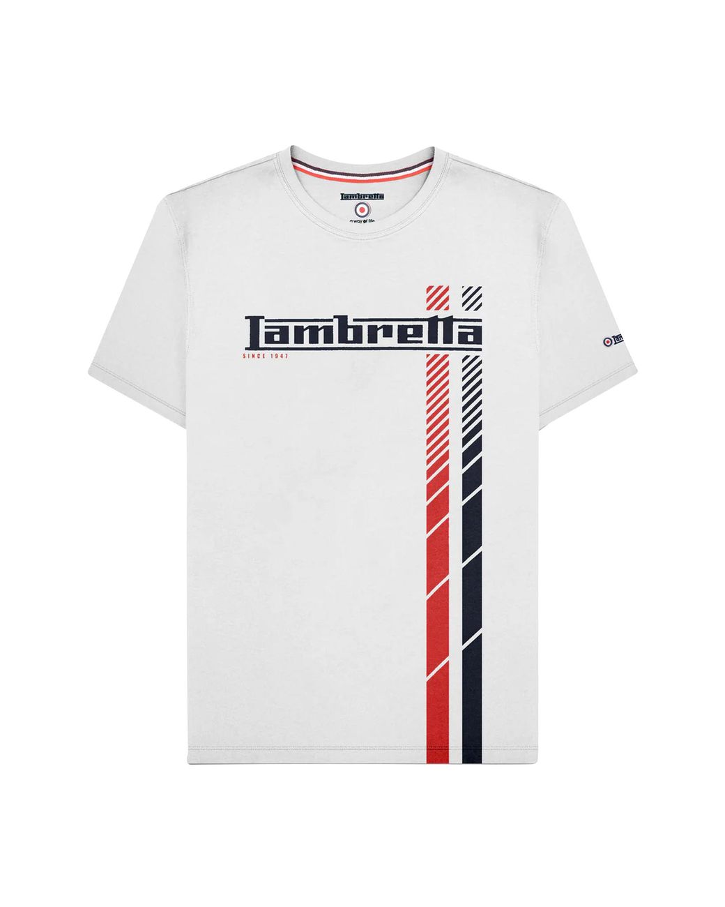 Lambretta White Ss25 Racing Stripe T-Shirt Cotton for men