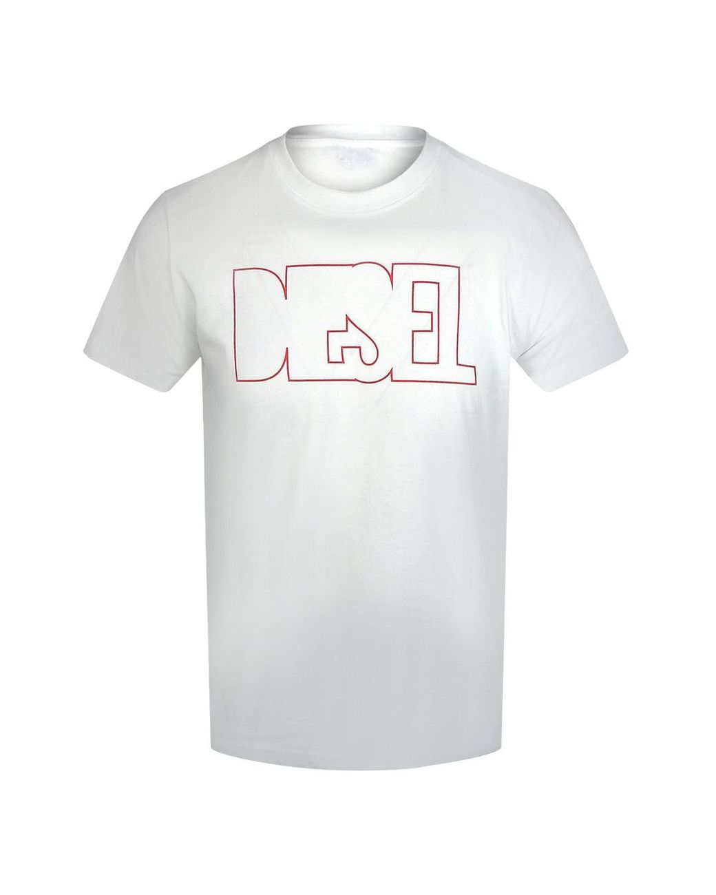 DIESEL White Outlined Logo Bright T-Shirt Cotton for men
