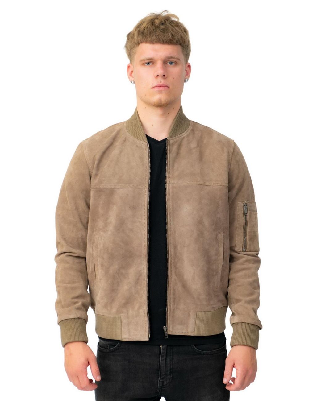 Infinity Leather Natural Goat Suede Ma-1 Bomber Jacket-Auckland for men