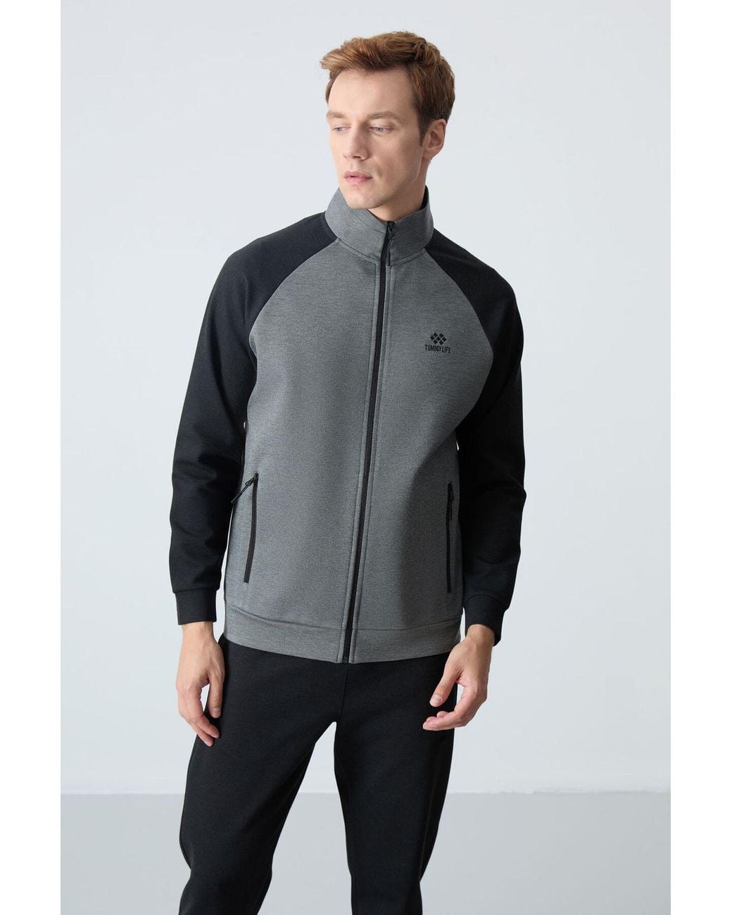 TOMMY LIFE Blue Color-Blocked Knit Active Set for men