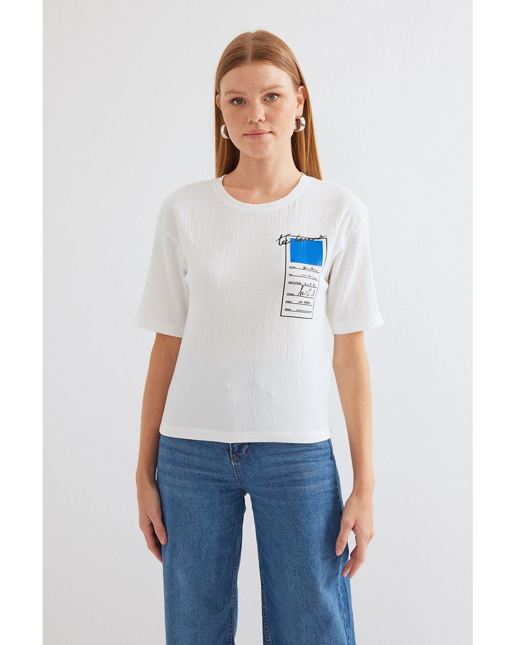 Bigdart White Printed Crew Neck Short Sleeve T-Shirt
