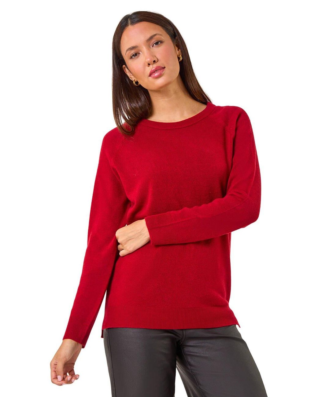 Roman Red Plain Soft Crew Neck Jumper