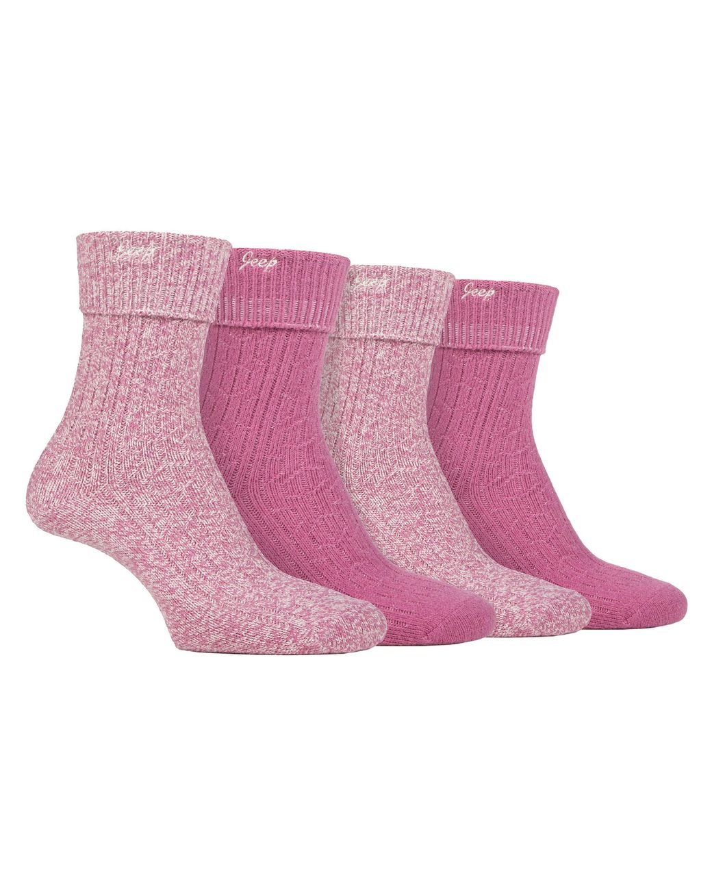 Jeep Pink Ladies 4 Pack Super Soft Walking Boot Socks