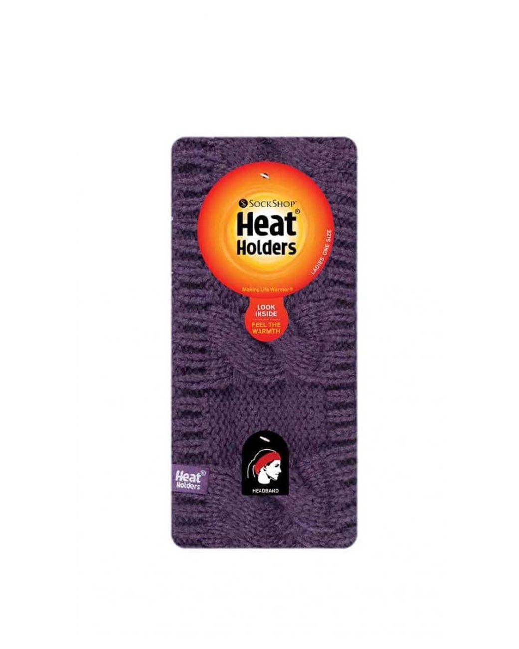 Heat Holders Purple Ladies Cable Knitted Fleece Lined Thermal Winter Ear Warmer Headband