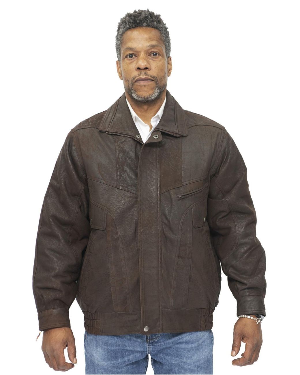 Infinity Leather Gray Classic Harrington Bomber Jacket-Minsk for men