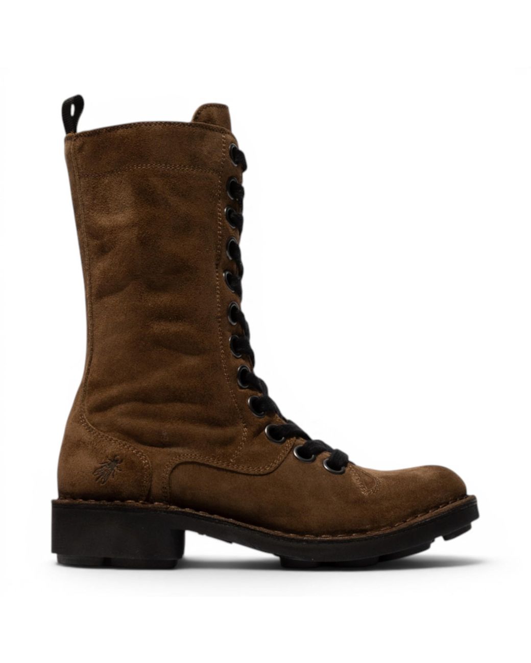 Fly London Brown Leather Lace-Up Combat Ankle Boots- Nole176