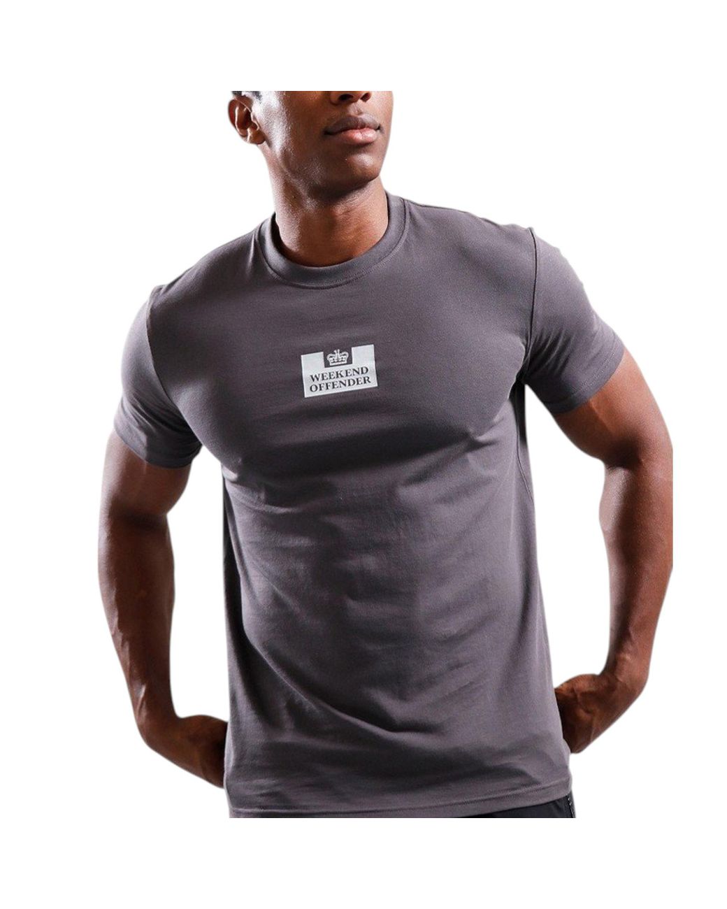Weekend Offender Gray T Shirts Height Crew Neck Short Sleeve Cotton Summer New for men