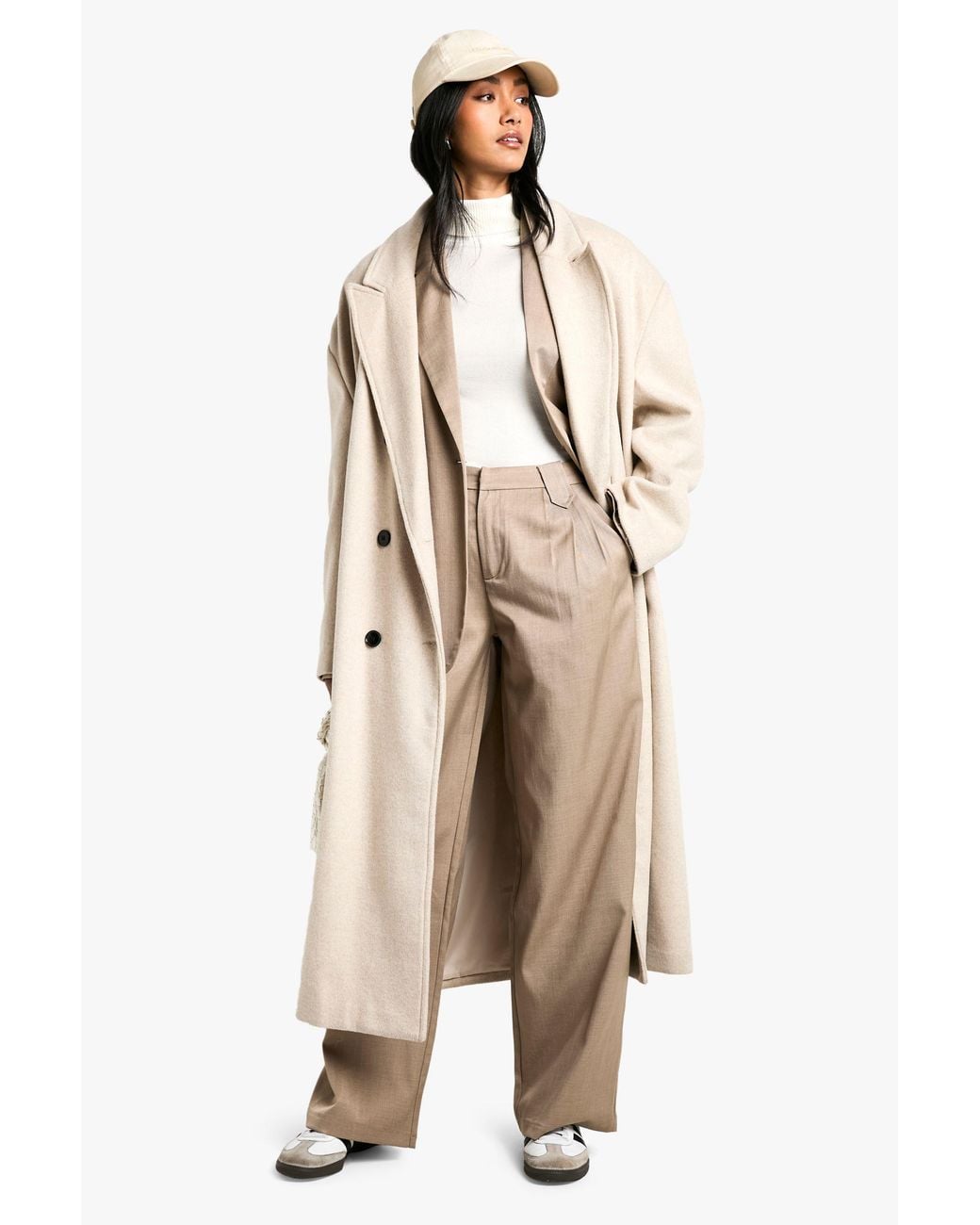 Boohoo Natural Tailored Straight Leg Trouser