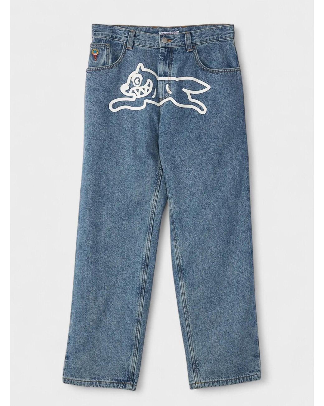 ICECREAM Blue Check Lined Running Dog Denim Jeans for men