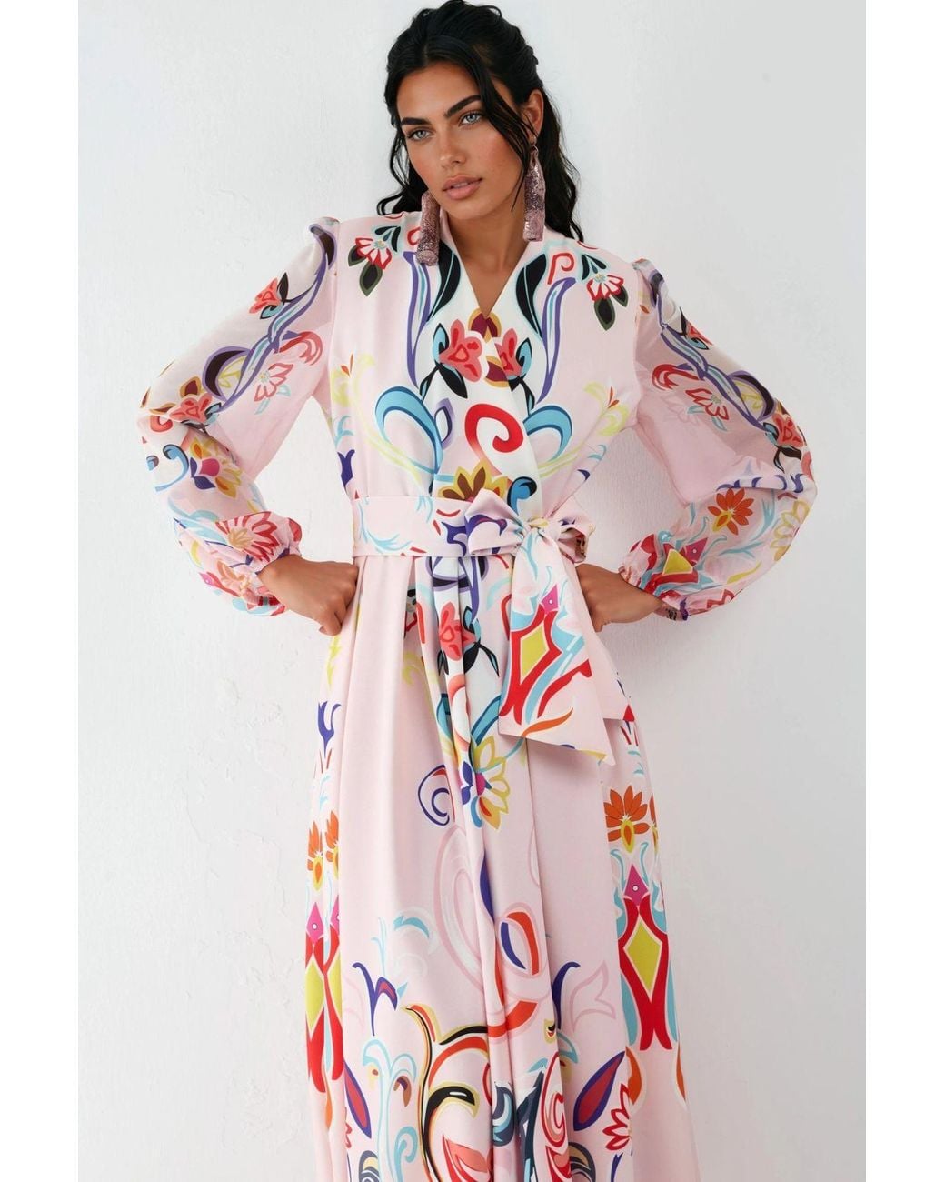 Msn-Collection Red Floral Print Maxi A-Line Dress