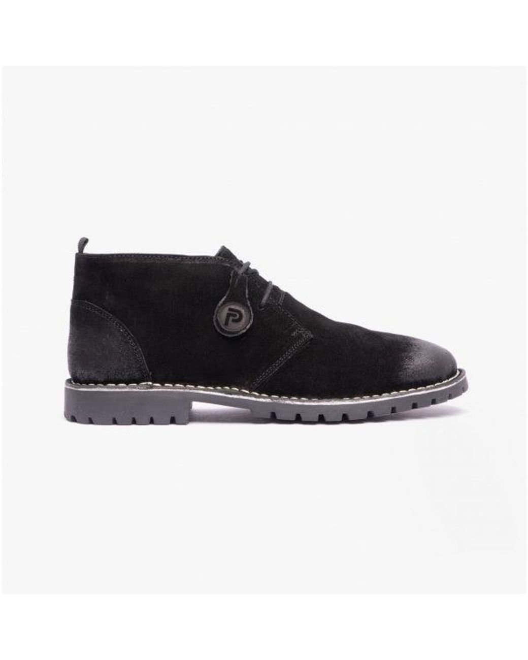 Popps Black Cooper Desert Boots Suede for men