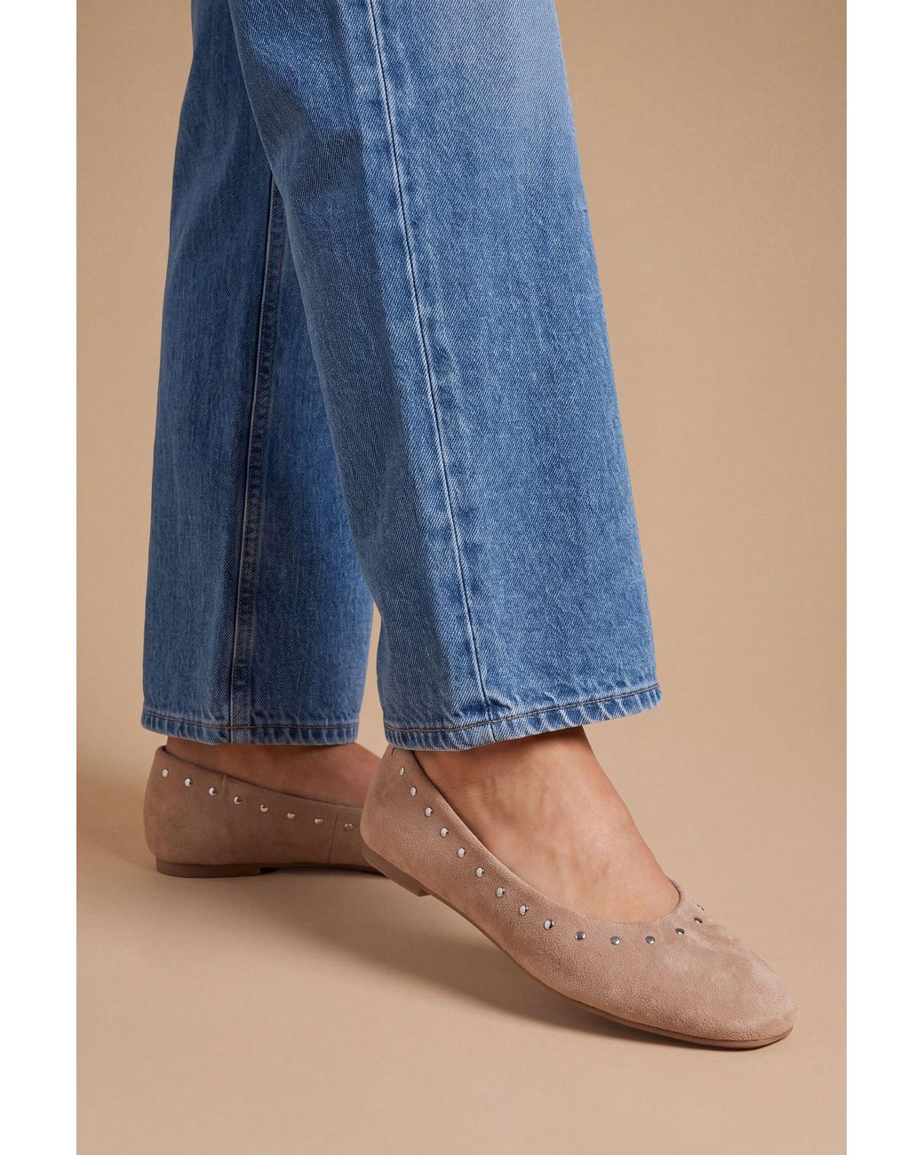 Good for the Sole Blue Alex Faux Suede Super Padded Flexi Studded Ballet Pumps