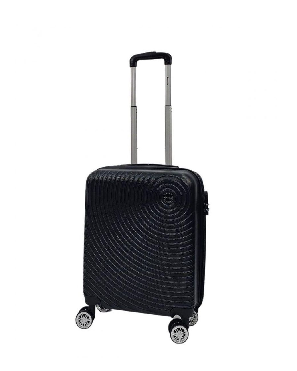 Infinity Leather Black Hard Shell Cabin Suitcase 8 Wheel Luggage Case Travel Bag