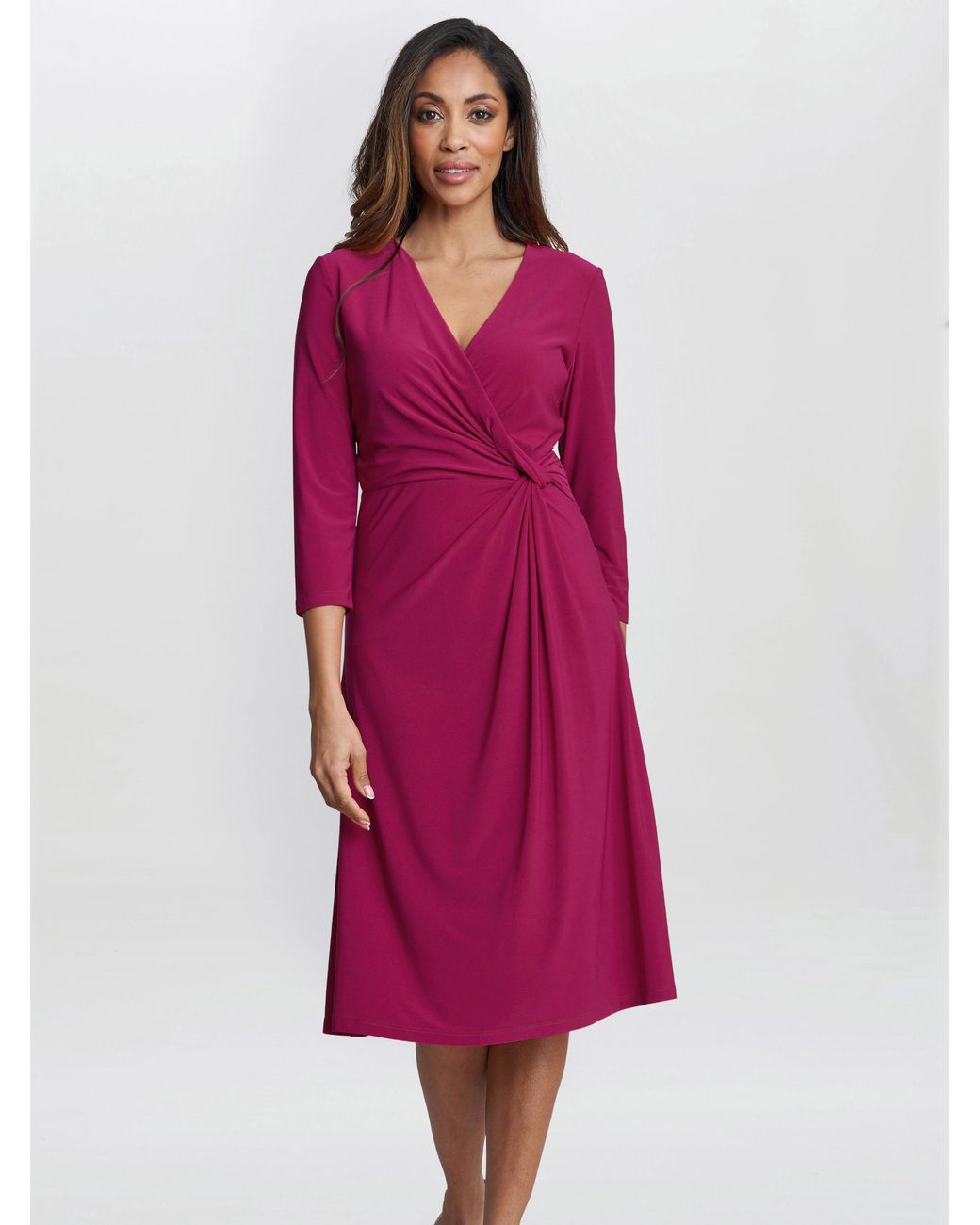 Gina Bacconi Red Antonia Jersey Wrap Dress