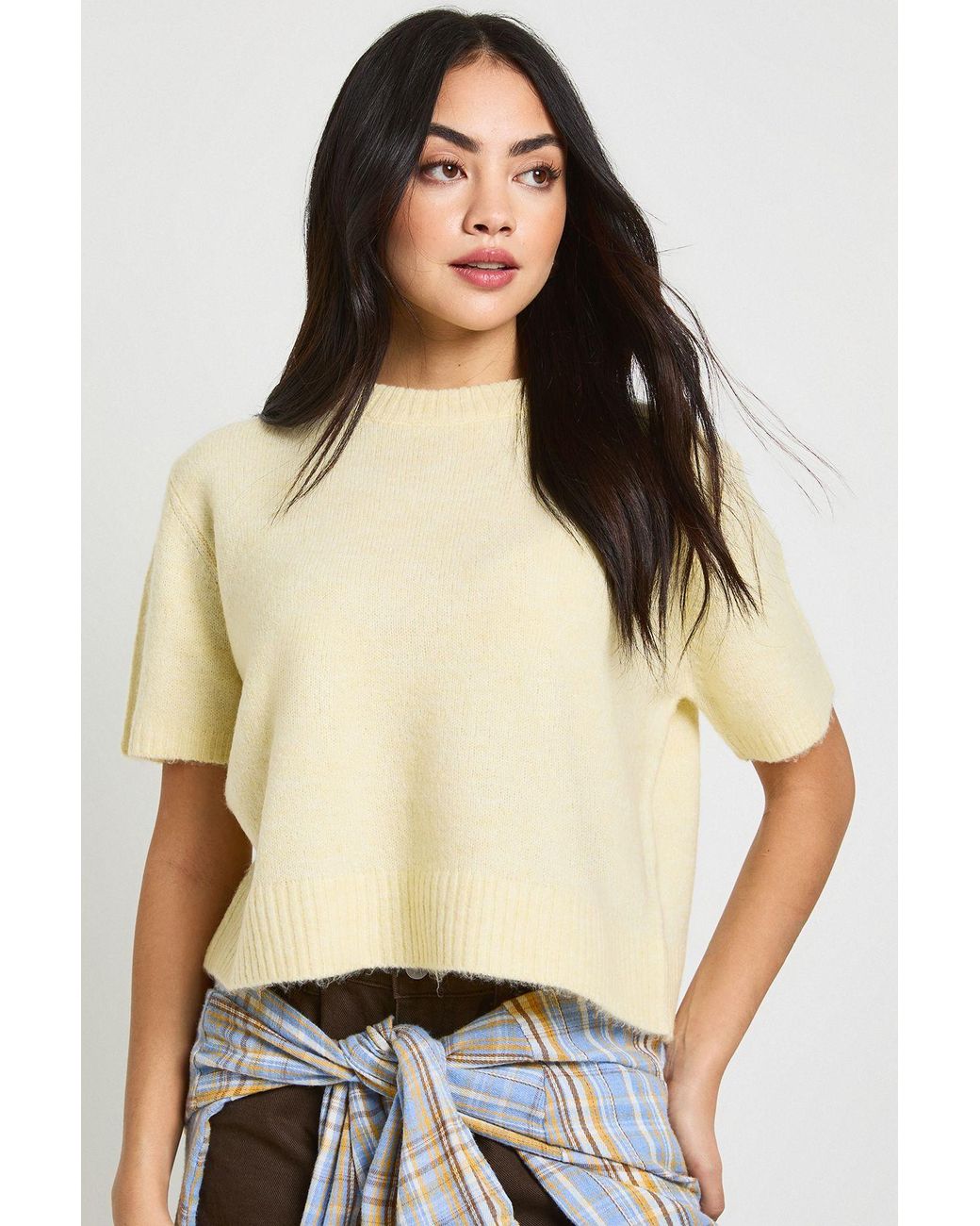 Boohoo Natural Oversized Knitted Top