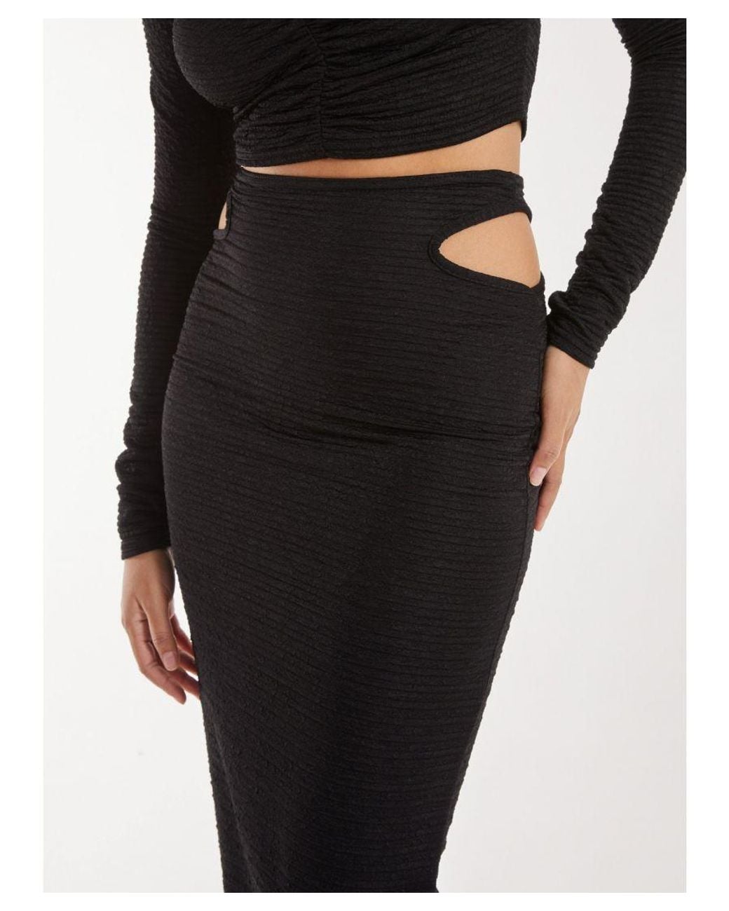 Pink Vanilla White Ripple Cut Out Midi Skirt