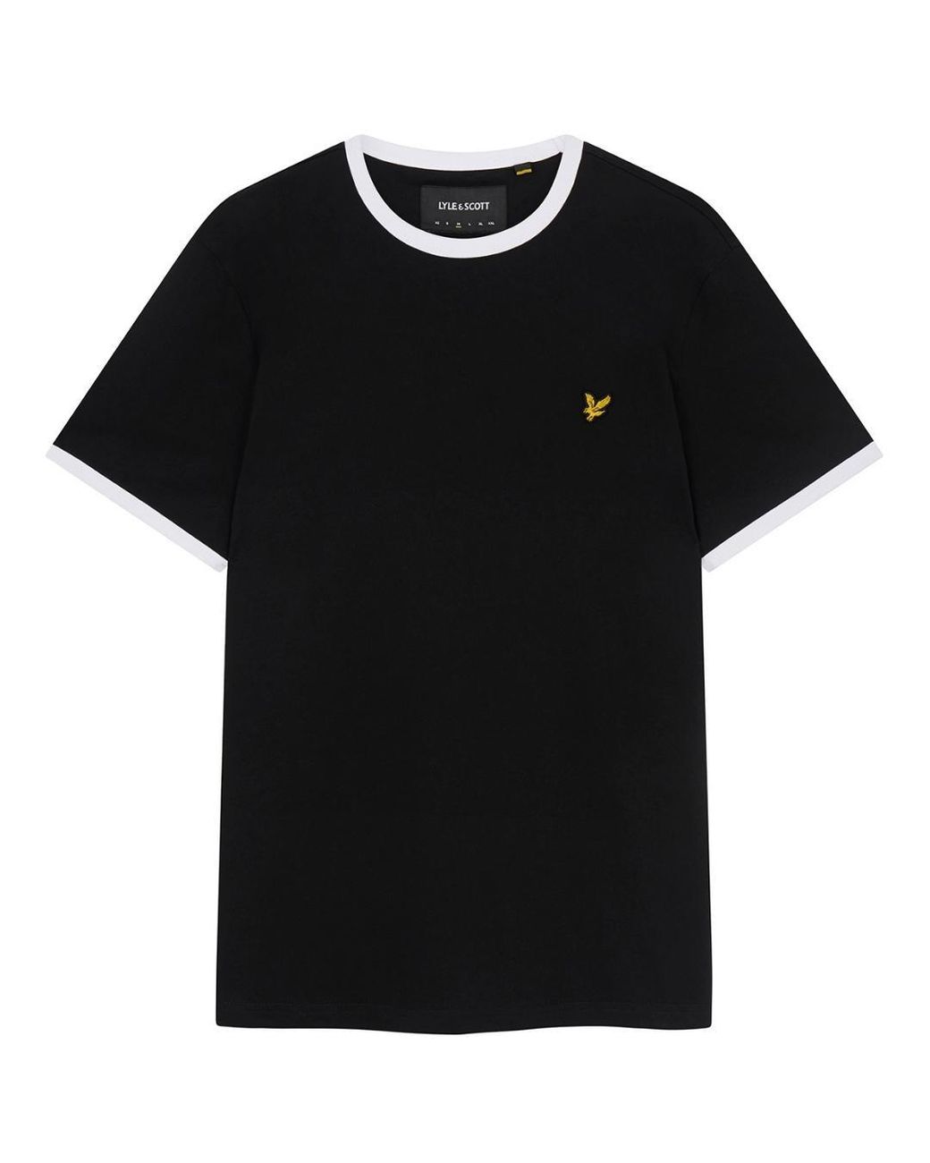 Lyle & Scott Black Branded Ringer T-Shirt Cotton for men