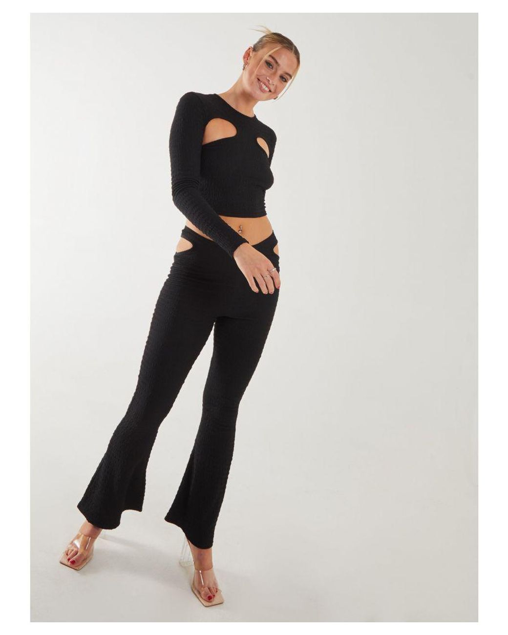 Pink Vanilla Black Popcorn Scoop Racer Long Sleeve Top