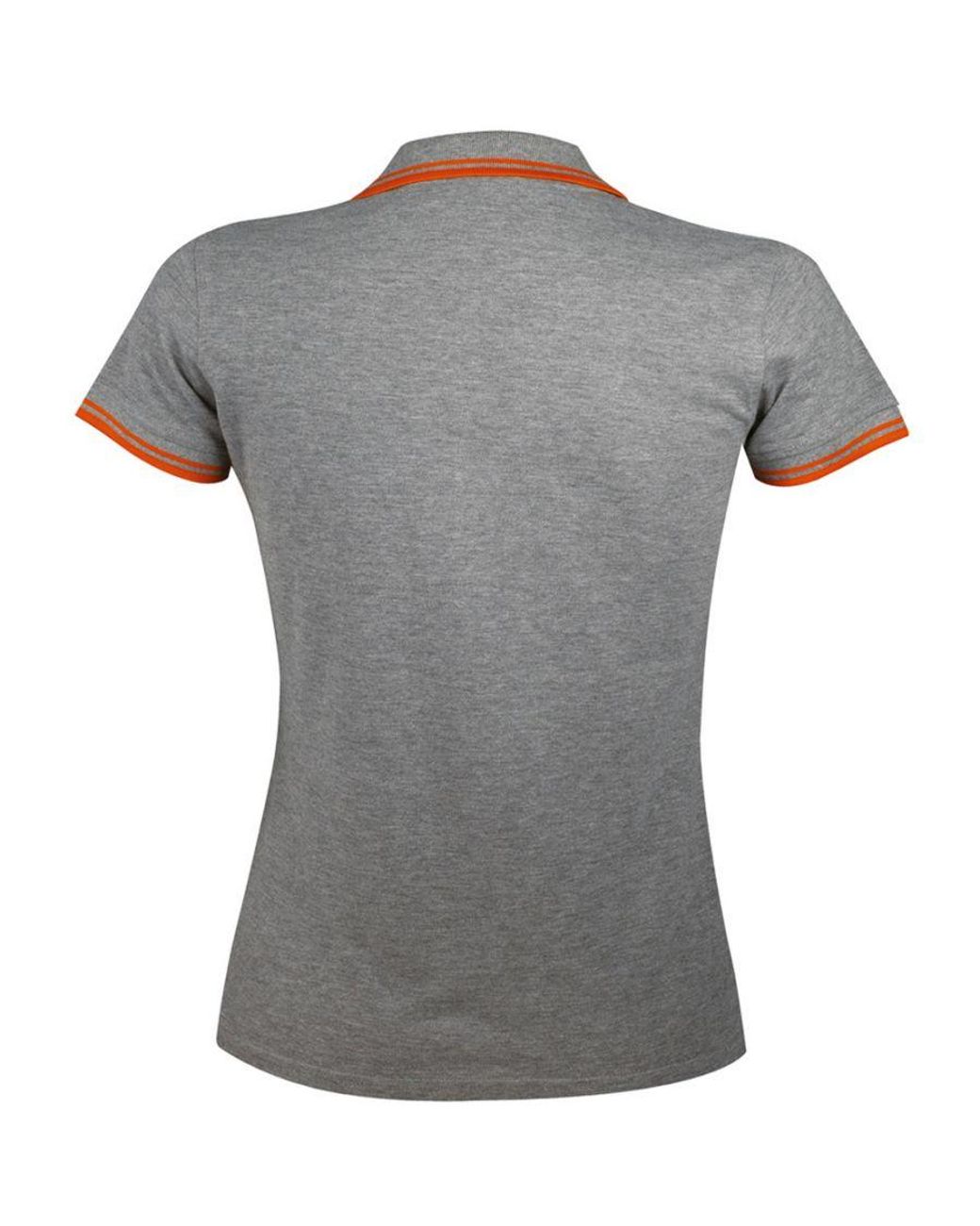 Sol's Gray Ladies Pasadena Tipped Short Sleeve Pique Polo Shirt Marl/ Cotton