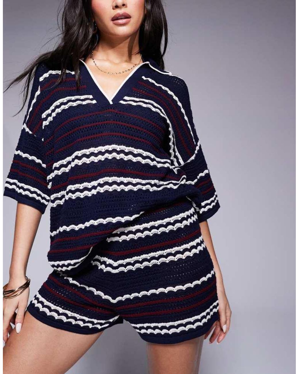 ASOS Blue Knitted Beach Short Co Ord