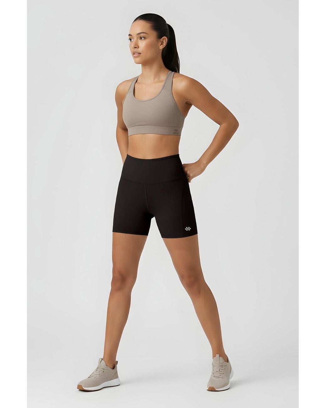 TOMMY LIFE Black Short High-Waist Slim-Fit Leggings With Belt