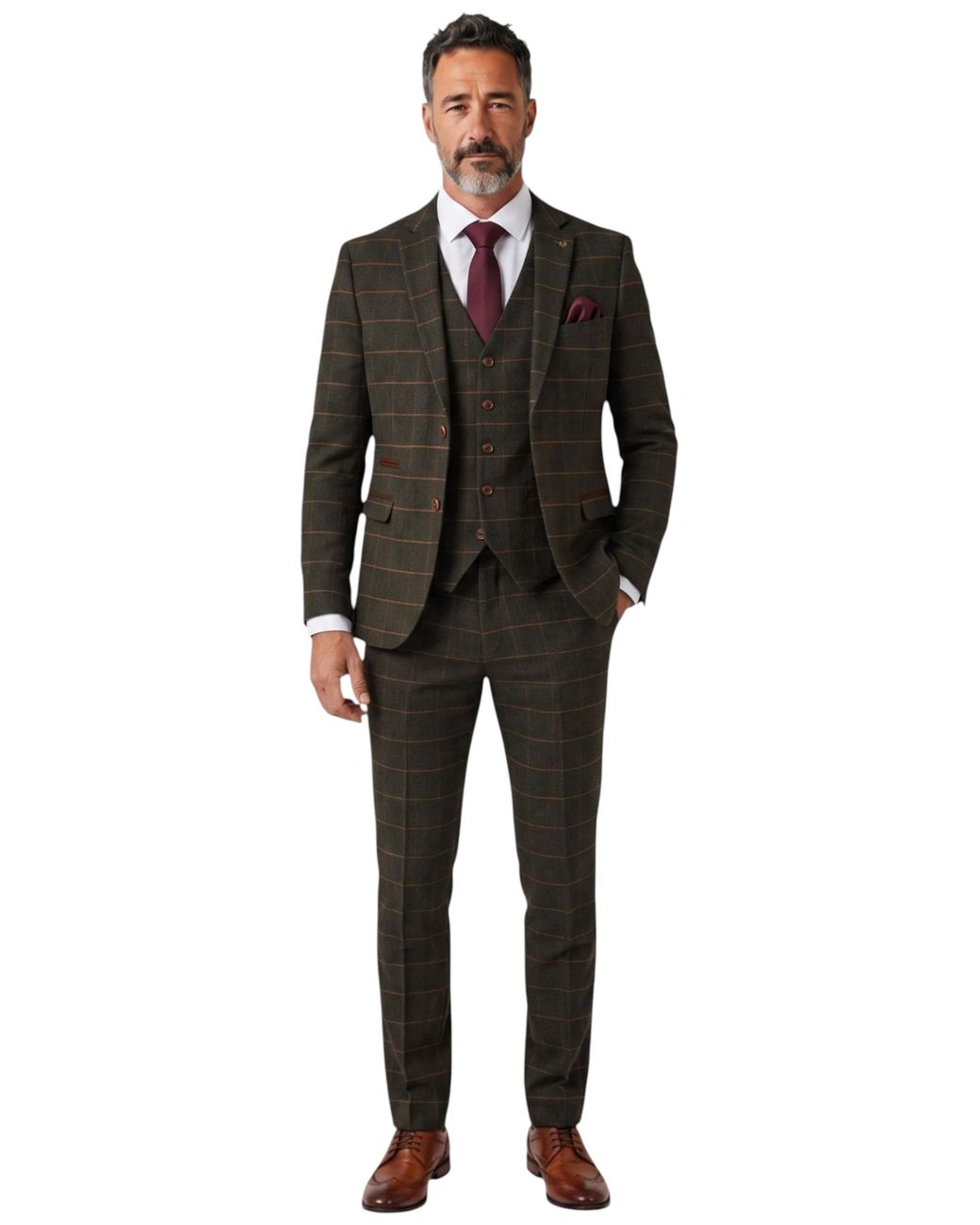 Paul Andrew Black 3 Piece Wool Blend Tweed Suit for men